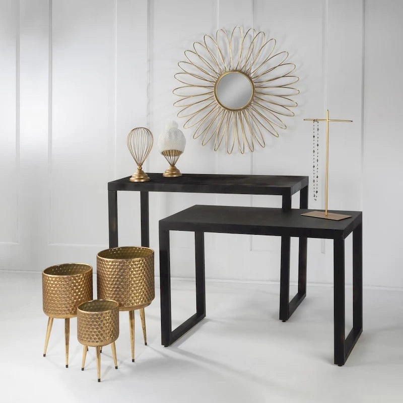 Mesa Consola Moderna de Metal Negro — 1 Persona