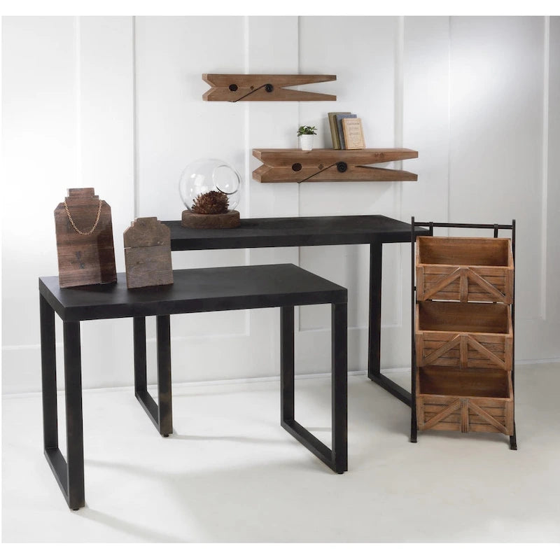Mesa Consola Moderna de Metal Negro — 1 Persona