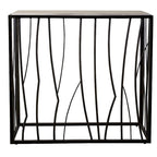 Mesa Consola de Travertino Marfil y Hierro Oscuro
