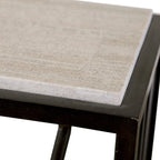 Mesa Consola de Travertino Marfil y Hierro Oscuro