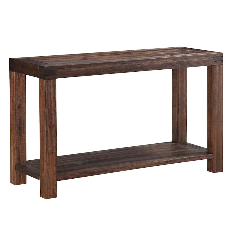 Mesa consola rústica Brick Brown, madera maciza de acacia, 1 persona