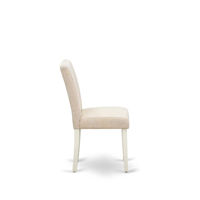 Juego de comedor redondo de lino blanco, tela de lino beige claro, 2-4 asientos