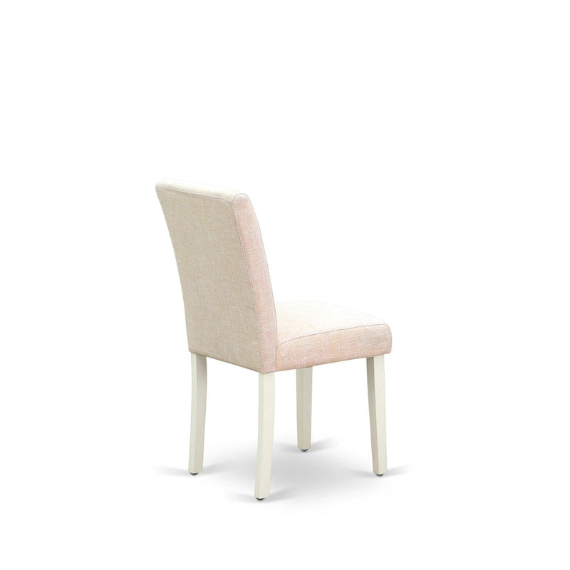 Juego de comedor redondo de lino blanco, tela de lino beige claro, 2-4 asientos