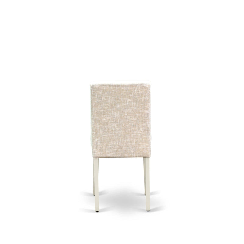 Juego de comedor redondo de lino blanco, tela de lino beige claro, 2-4 asientos