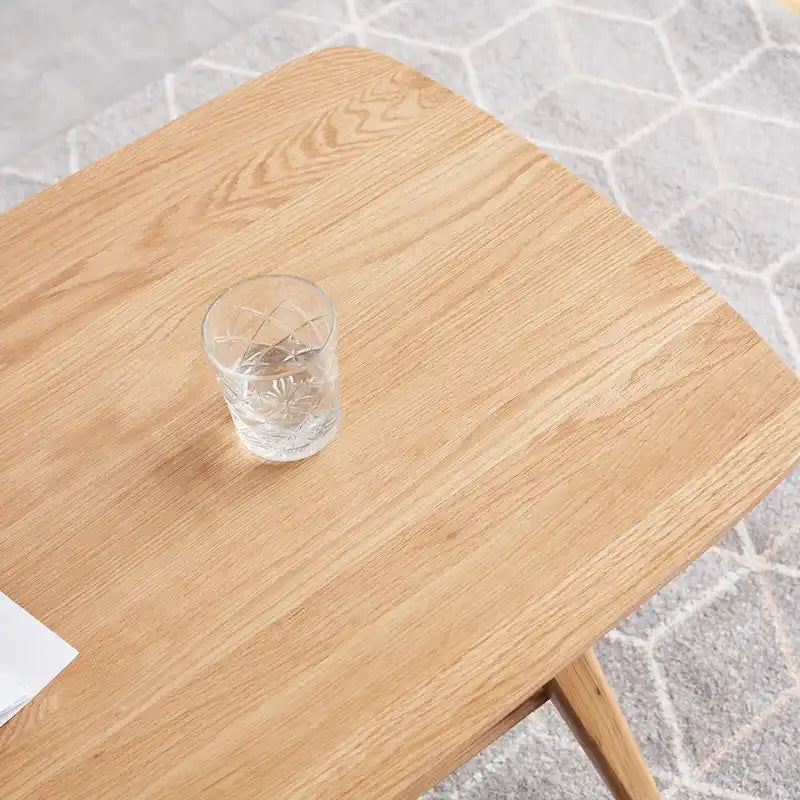 Mesa de centro minimalista de roble con estante de almacenamiento, 2 plazas
