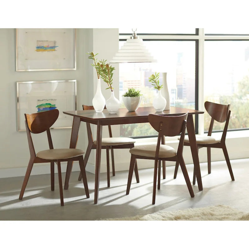 Sillas de comedor con respaldo abierto Tan And Chestnut, juego de 4