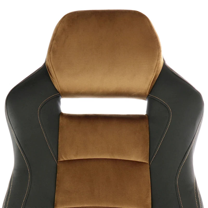 Silla de oficina de polipiel negra y marrón con respaldo alto y ajustable