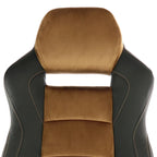 Silla de oficina de polipiel negra y marrón con respaldo alto y ajustable