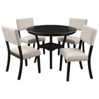 Juego de comedor de 5 piezas para 4 personas color marrón espresso