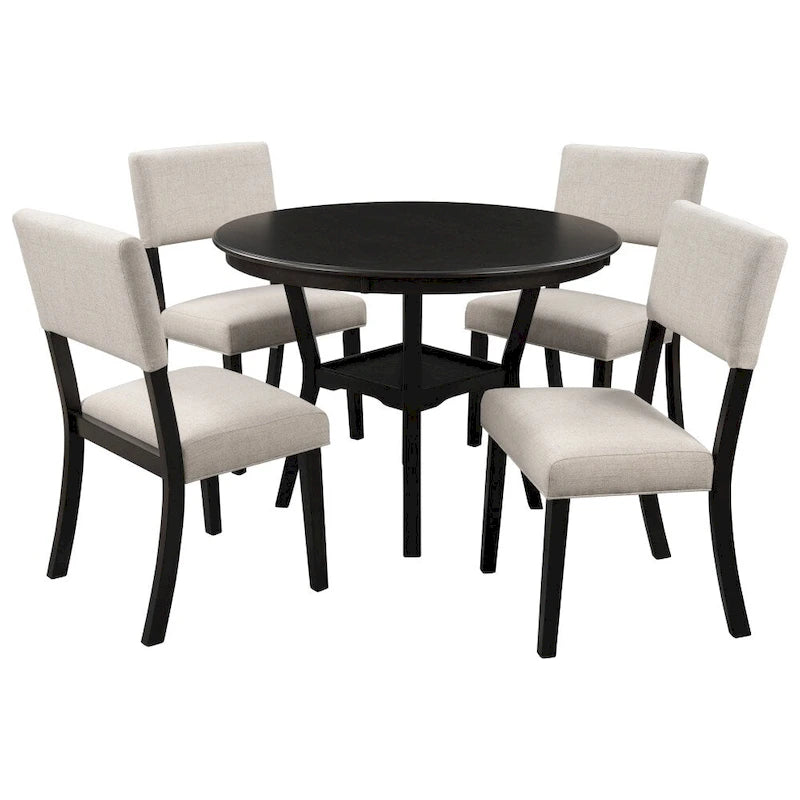 Juego de comedor de 5 piezas para 4 personas color marrón espresso