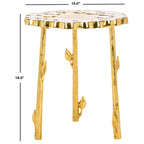 Mesa auxiliar floral dorada, 1 pieza, 40,6 cm de ancho x 40,6 cm de profundidad x 45,7 cm de alto