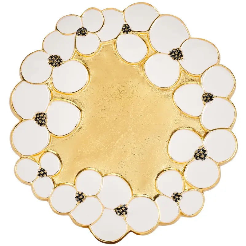 Mesa auxiliar floral dorada, 1 pieza, 40,6 cm de ancho x 40,6 cm de profundidad x 45,7 cm de alto
