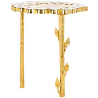 Mesa auxiliar floral dorada, 1 pieza, 40,6 cm de ancho x 40,6 cm de profundidad x 45,7 cm de alto