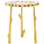 Mesa auxiliar floral dorada, 1 pieza, 40,6 cm de ancho x 40,6 cm de profundidad x 45,7 cm de alto