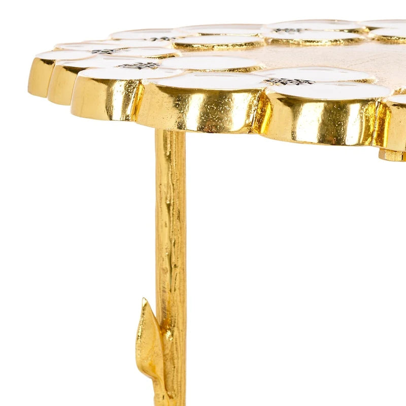 Mesa auxiliar floral dorada, 1 pieza, 40,6 cm de ancho x 40,6 cm de profundidad x 45,7 cm de alto
