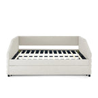 Sofá cama tapizado capitoné beige/gris con 2 cajones, individual/matrimonial, capacidad para 1 persona