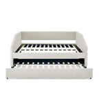 Sofá cama tapizado capitoné beige/gris con 2 cajones, individual/matrimonial, capacidad para 1 persona