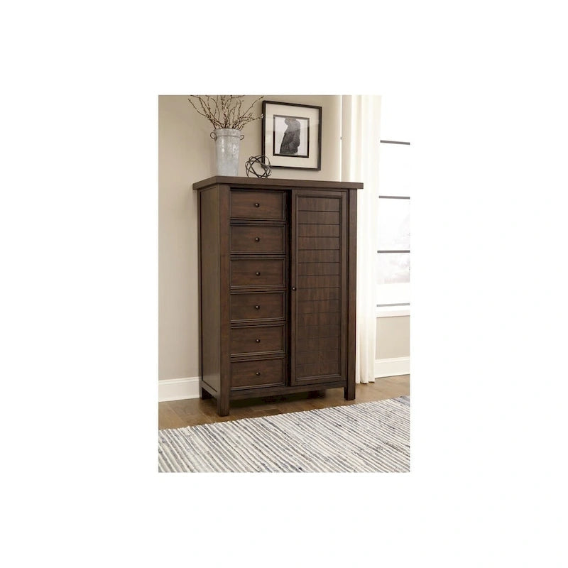 Juego de dormitorio de 5 piezas con plataforma trineo marrón – Queen/King