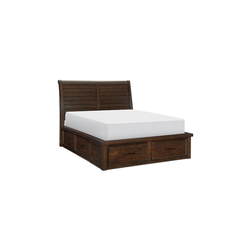 Juego de dormitorio de 5 piezas con plataforma trineo marrón – Queen/King