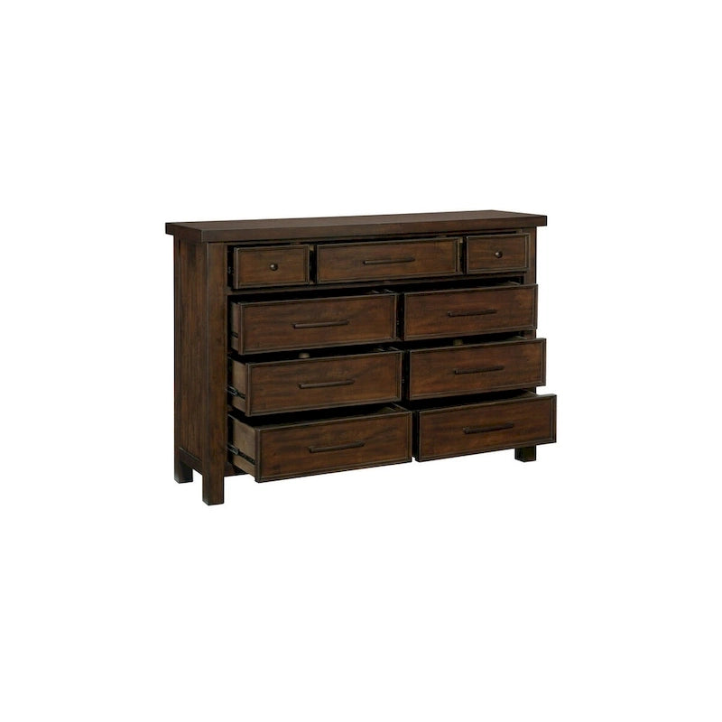 Juego de dormitorio de 5 piezas con plataforma trineo marrón – Queen/King