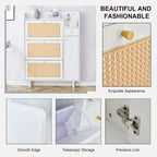 Mueble de almacenamiento estilo ratán — Blanco / Gris / Madera — Recibidor y Salón