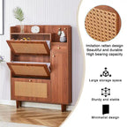 Mueble de almacenamiento estilo ratán — Blanco / Gris / Madera — Recibidor y Salón