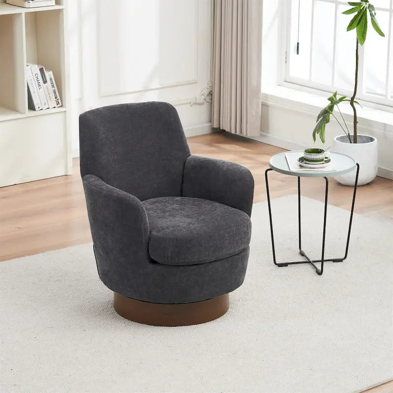 Sillón giratorio de poliéster con base de acero inoxidable