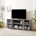 Mueble de TV Moderno de Mediados de Siglo, Azul Claro, de 70" para TVs de Hasta 80" con Gabinete de Almacenamiento