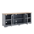 Mueble de TV Moderno de Mediados de Siglo, Azul Claro, de 70" para TVs de Hasta 80" con Gabinete de Almacenamiento