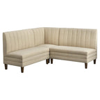 Silla de esquina para comedor tapizada en crema con respaldo acanalado, asiento individual