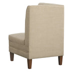 Silla de esquina para comedor tapizada en crema con respaldo acanalado, asiento individual
