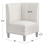 Silla de esquina para comedor tapizada en crema con respaldo acanalado, asiento individual