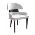 Silla de comedor con respaldo curvo de cuero vegano blanca / negra / visón / gris, patas de madera de caucho, asiento individual