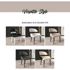 Silla de comedor con respaldo curvo de cuero vegano blanca / negra / visón / gris, patas de madera de caucho, asiento individual