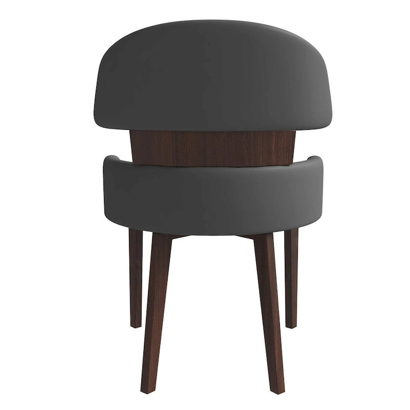 Silla de comedor con respaldo curvo de cuero vegano blanca / negra / visón / gris, patas de madera de caucho, asiento individual