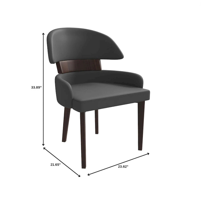 Silla de comedor con respaldo curvo de cuero vegano blanca / negra / visón / gris, patas de madera de caucho, asiento individual