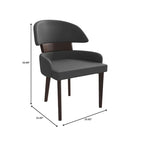 Silla de comedor con respaldo curvo de cuero vegano blanca / negra / visón / gris, patas de madera de caucho, asiento individual