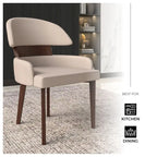 Silla de comedor con respaldo curvo de cuero vegano blanca / negra / visón / gris, patas de madera de caucho, asiento individual