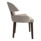 Silla de comedor con respaldo curvo de cuero vegano blanca / negra / visón / gris, patas de madera de caucho, asiento individual