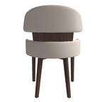 Silla de comedor con respaldo curvo de cuero vegano blanca / negra / visón / gris, patas de madera de caucho, asiento individual