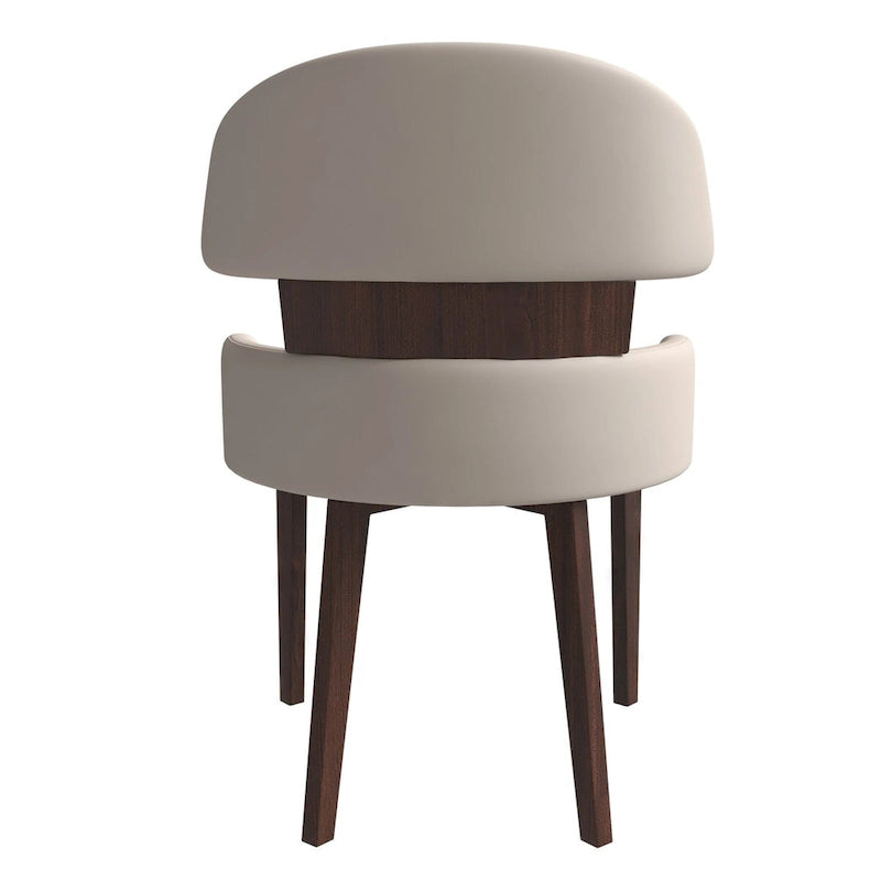 Silla de comedor con respaldo curvo de cuero vegano blanca / negra / visón / gris, patas de madera de caucho, asiento individual