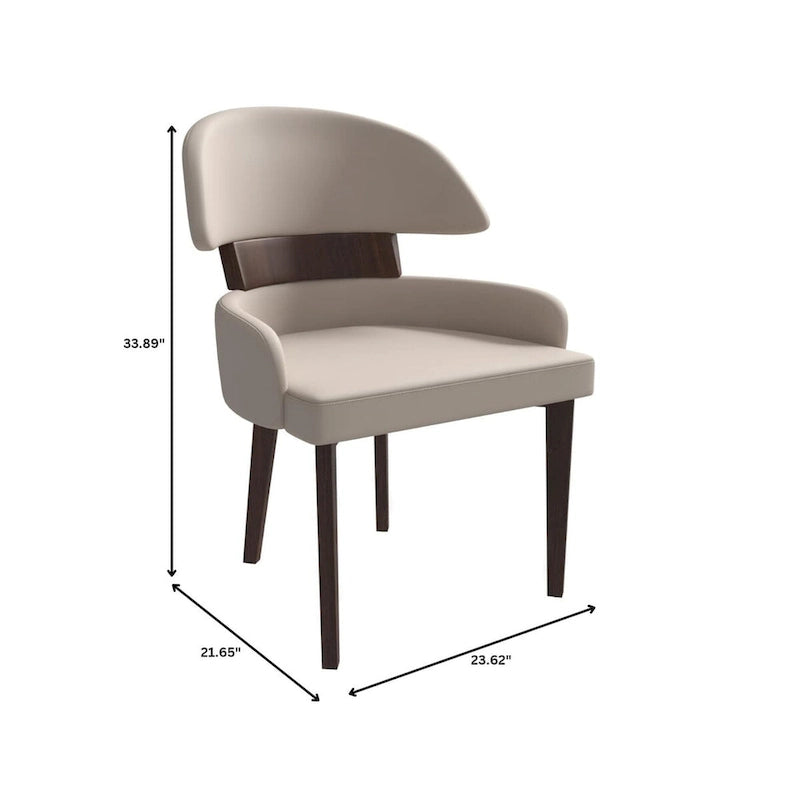 Silla de comedor con respaldo curvo de cuero vegano blanca / negra / visón / gris, patas de madera de caucho, asiento individual