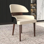 Silla de comedor con respaldo curvo de cuero vegano blanca / negra / visón / gris, patas de madera de caucho, asiento individual