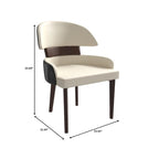 Silla de comedor con respaldo curvo de cuero vegano blanca / negra / visón / gris, patas de madera de caucho, asiento individual