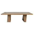 Mesa de comedor de roble natural recuperado con base geométrica, para 8 personas