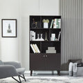 Estantería con puertas de café/roble/nogal, mueble de almacenamiento abierto de 3 estantes