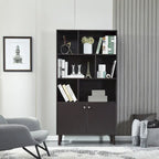 Estantería con puertas de café/roble/nogal, mueble de almacenamiento abierto de 3 estantes