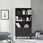Estantería con puertas de café/roble/nogal, mueble de almacenamiento abierto de 3 estantes