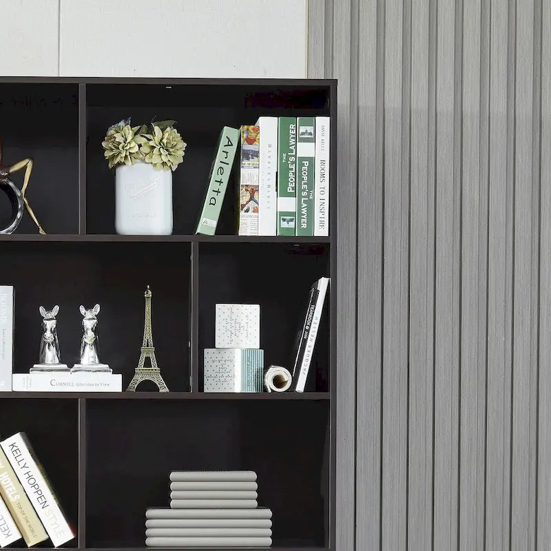 Estantería con puertas de café/roble/nogal, mueble de almacenamiento abierto de 3 estantes