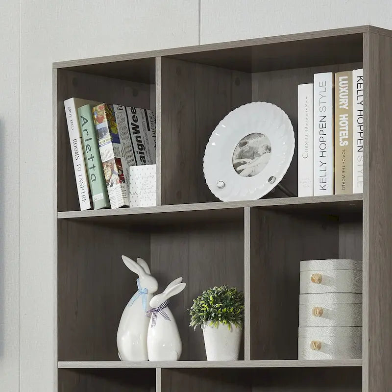Estantería con puertas de café/roble/nogal, mueble de almacenamiento abierto de 3 estantes
